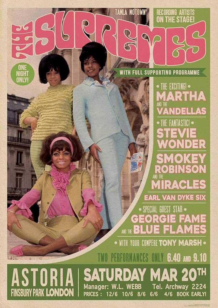 The Supremes London 1965 Concert Bill Poster 24×33.5 inch – Laminated