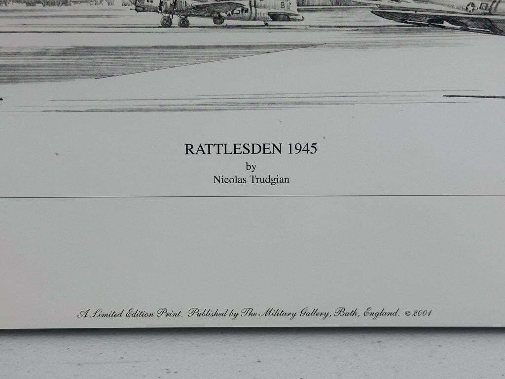 Rattlesden 1945 Nicolas Trudgian 123/500 Signed B-17 Pencil Print COA