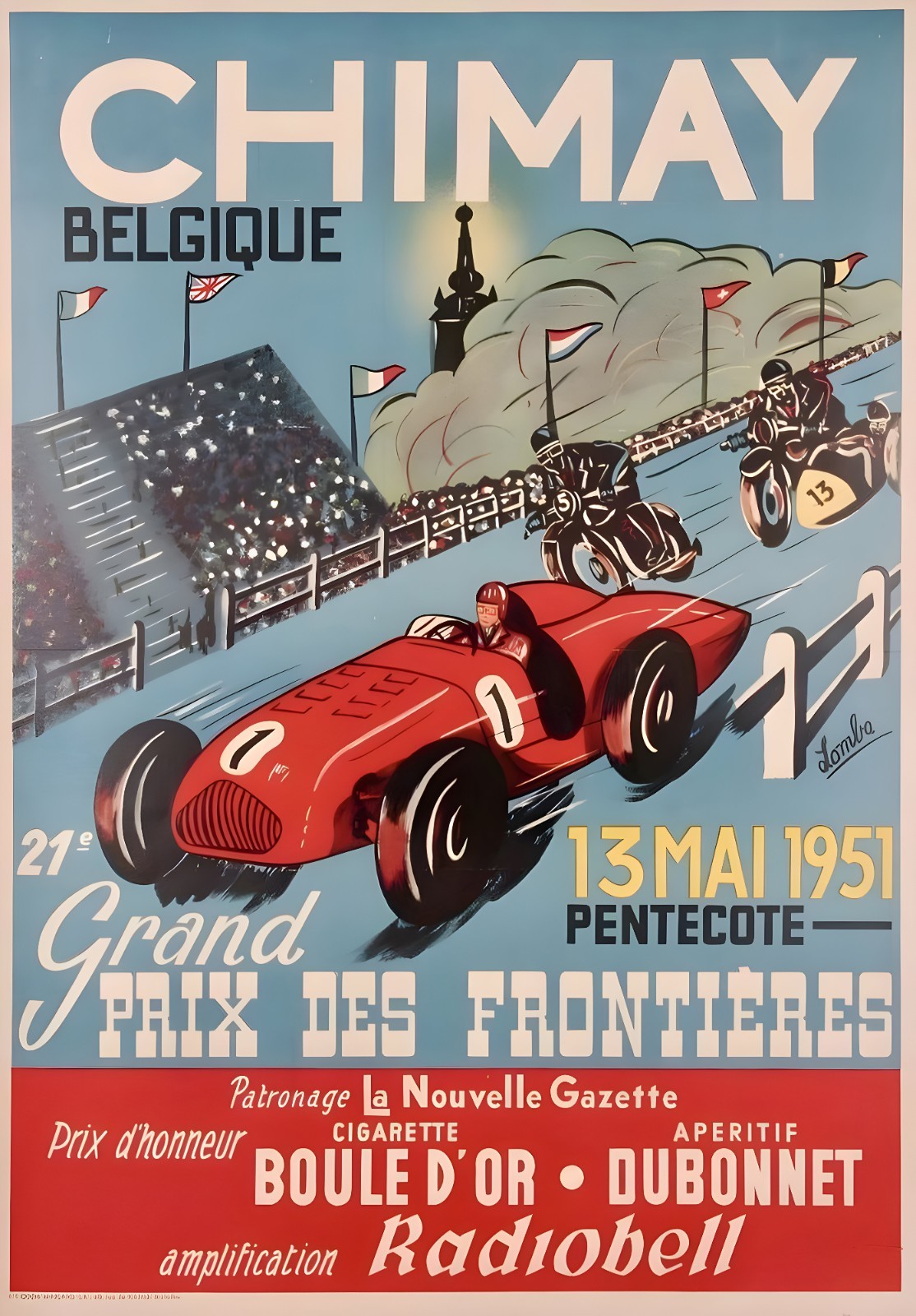 18×24 1951 Chimay Grand Prix Car Racing Poster Art