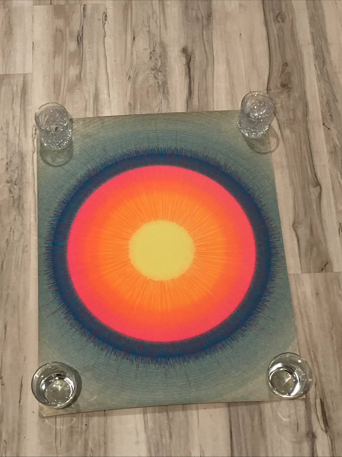 sunburst 1960’s vintage blacklight poster Psychedelic sun sunshine