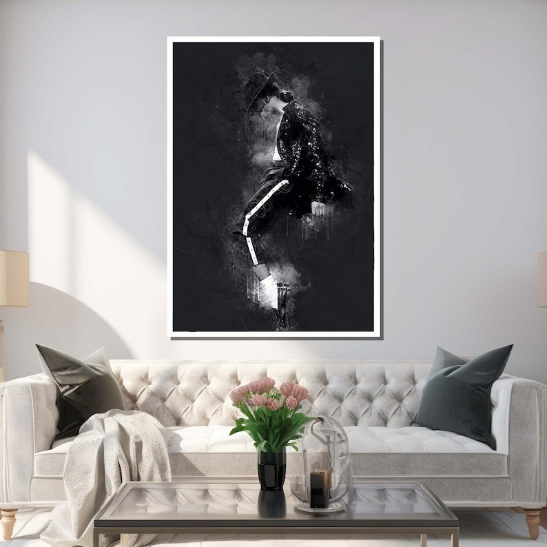 Michael Jackson Dance Pose Art Black and White Music Decor Poster
