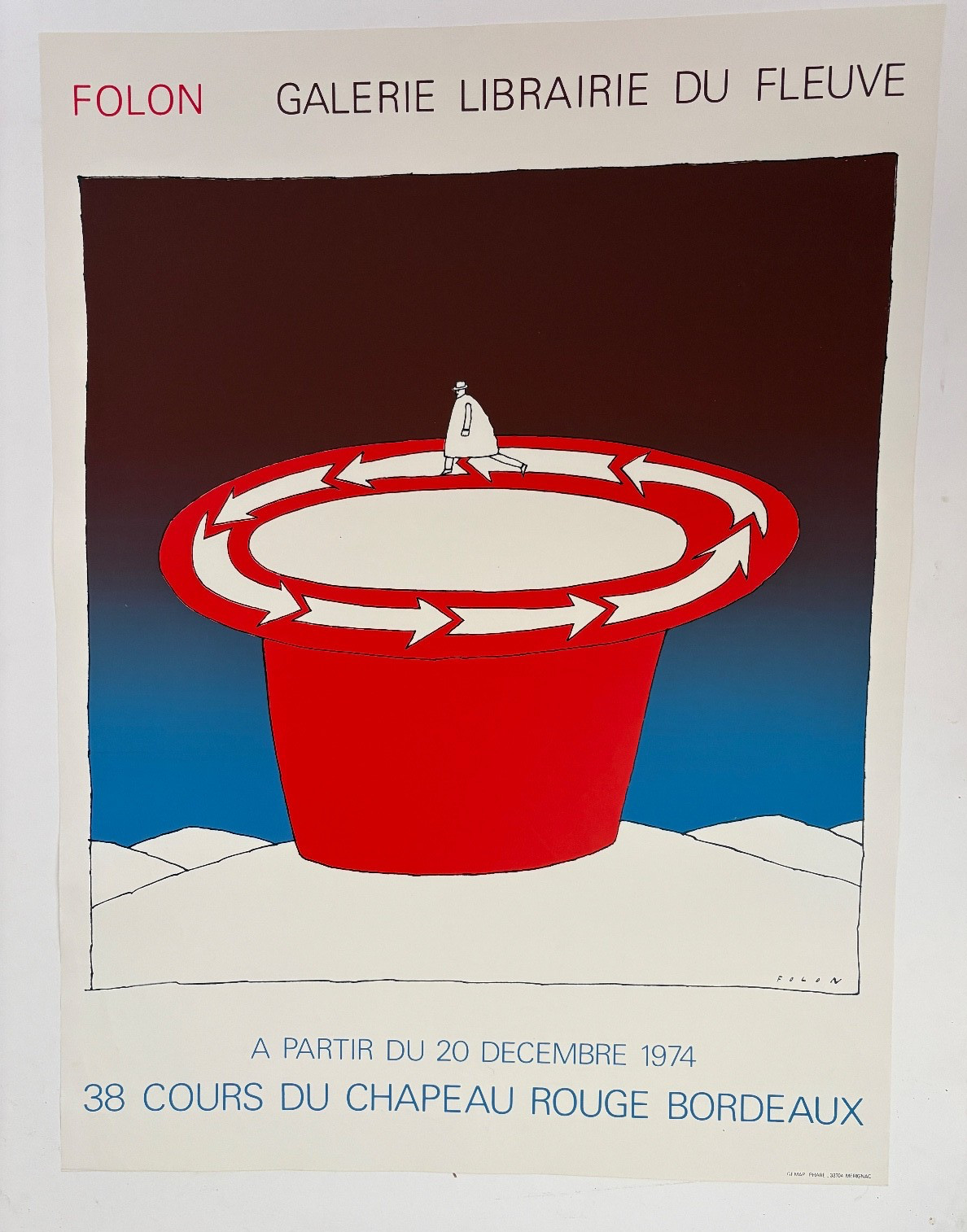 Original vintage exhibition poster Folon 23 x 31 in.