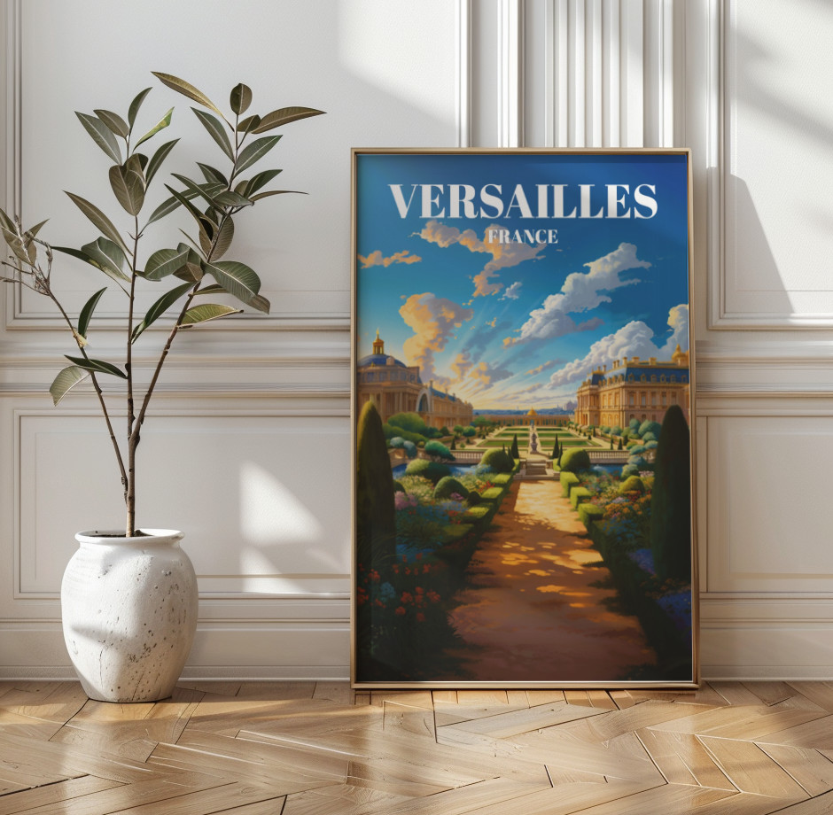 Versailles France Travel Poster – Vintage French Chateau Wall Art
