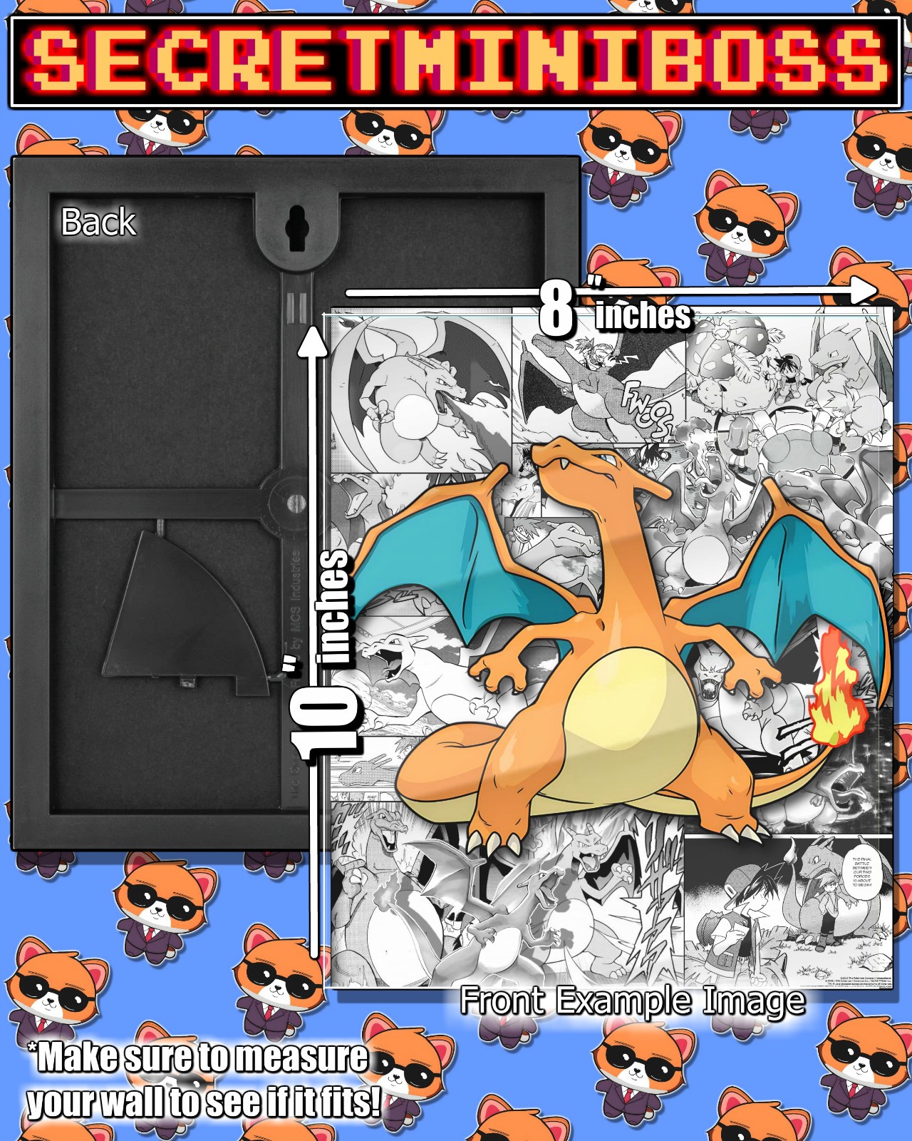 Charizard Anime Manga Custom Poster Wall Art (Medium 8×10 inch)- Framed