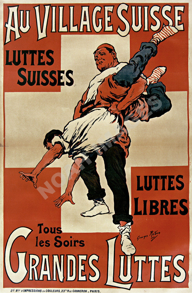Grandes Luttes vintage wrestling events ad poster 16×24
