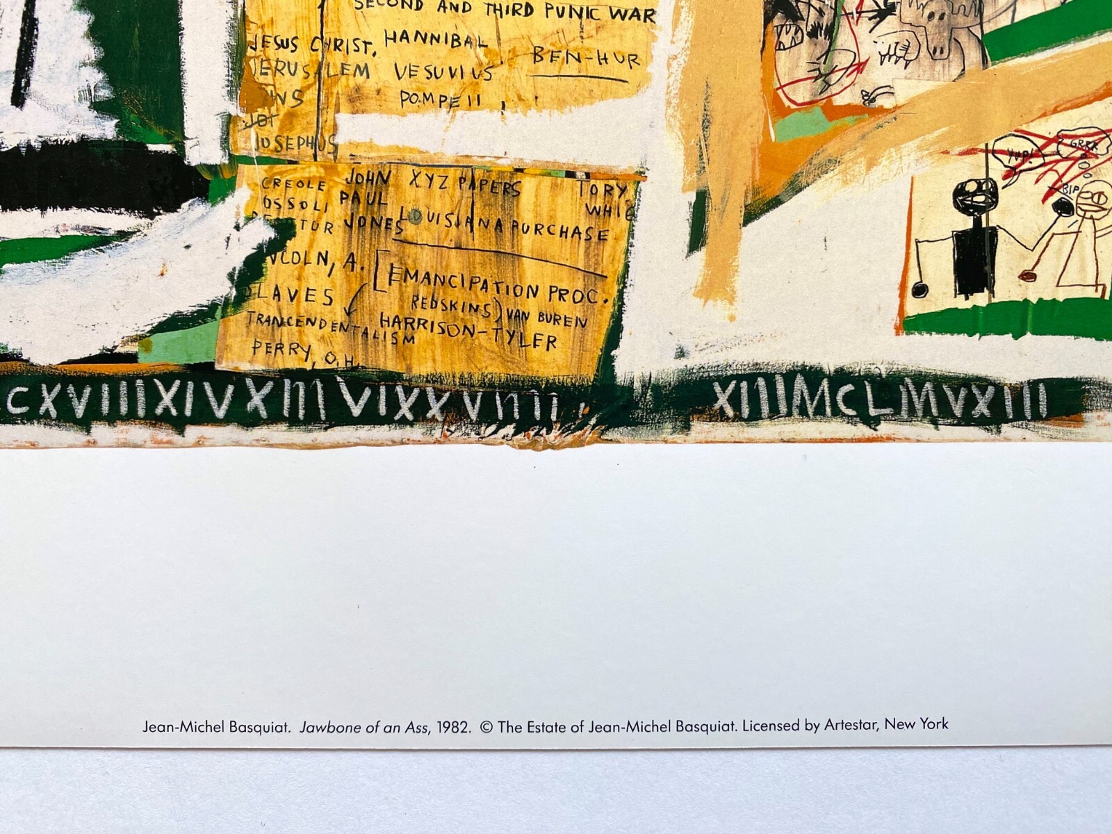 JEAN MICHEL BASQUIAT OFFSET LITHOGRAPH PRINT ” JAWBONE OF AN ASS ” 1982