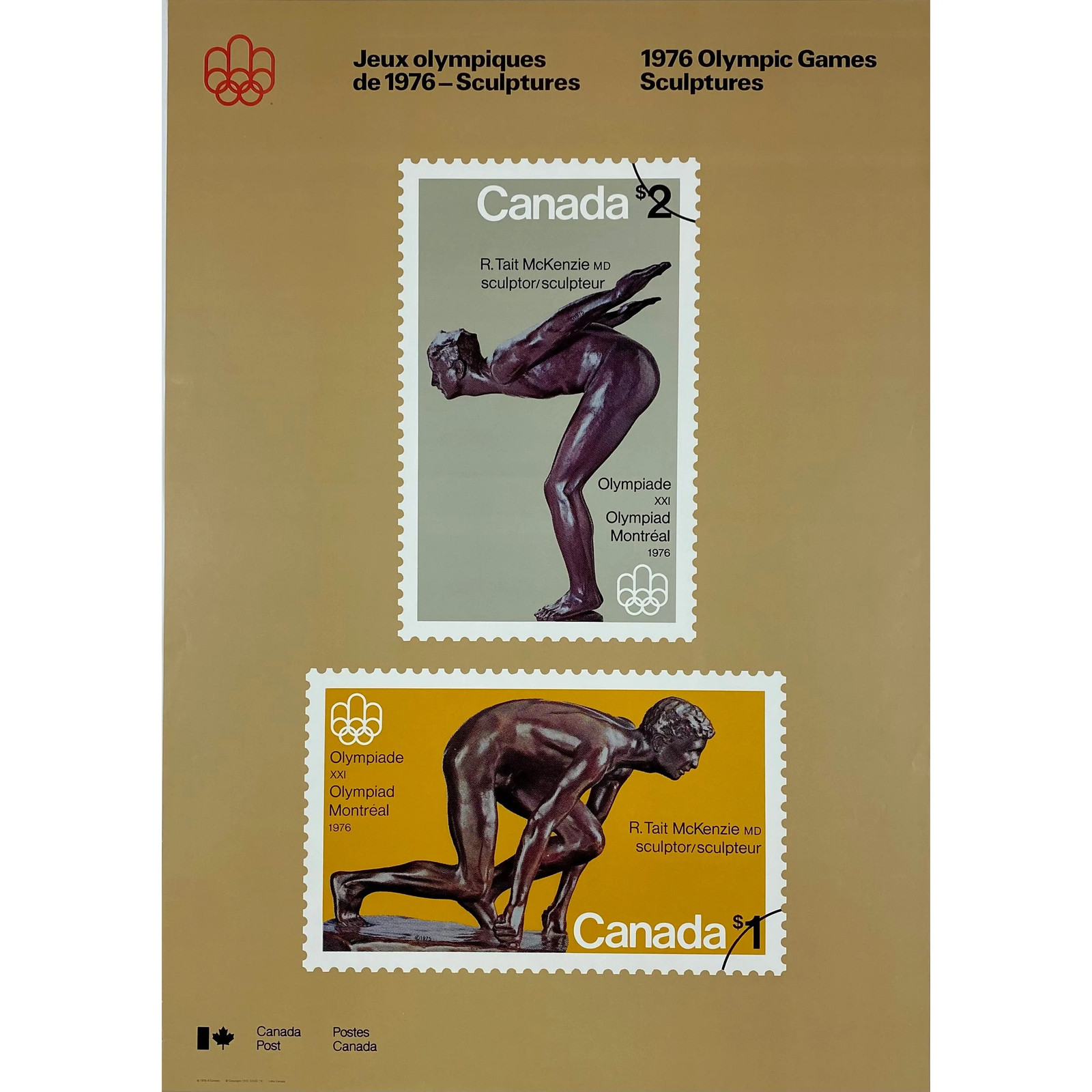 ORIGINAL POSTER – 1972 – CANADA POST / 76 OLYMPICS GAMES (GOLD)