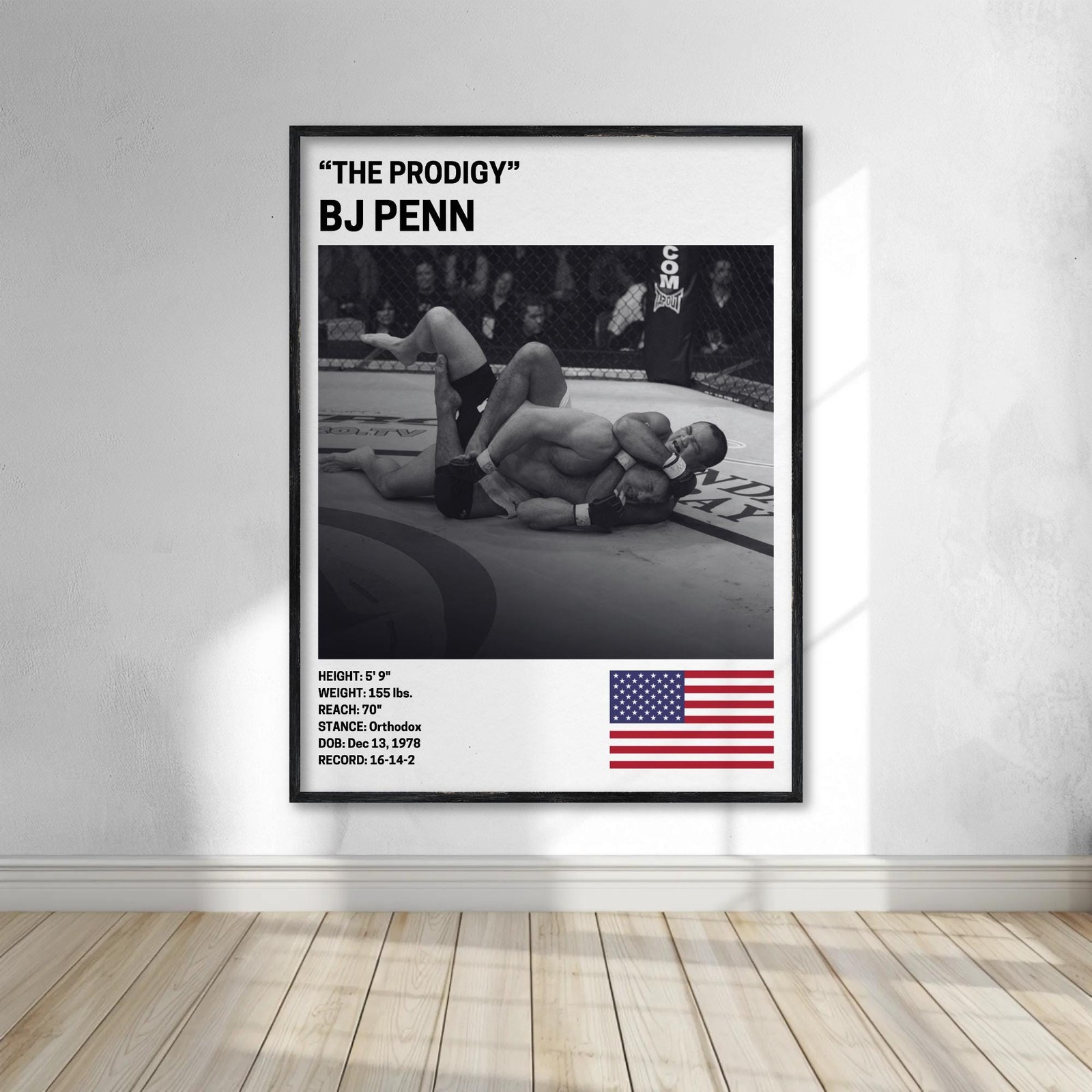 Bj Penn Poster, MMA Posters, Mixed Martial Arts Prints, UFC Art Decor