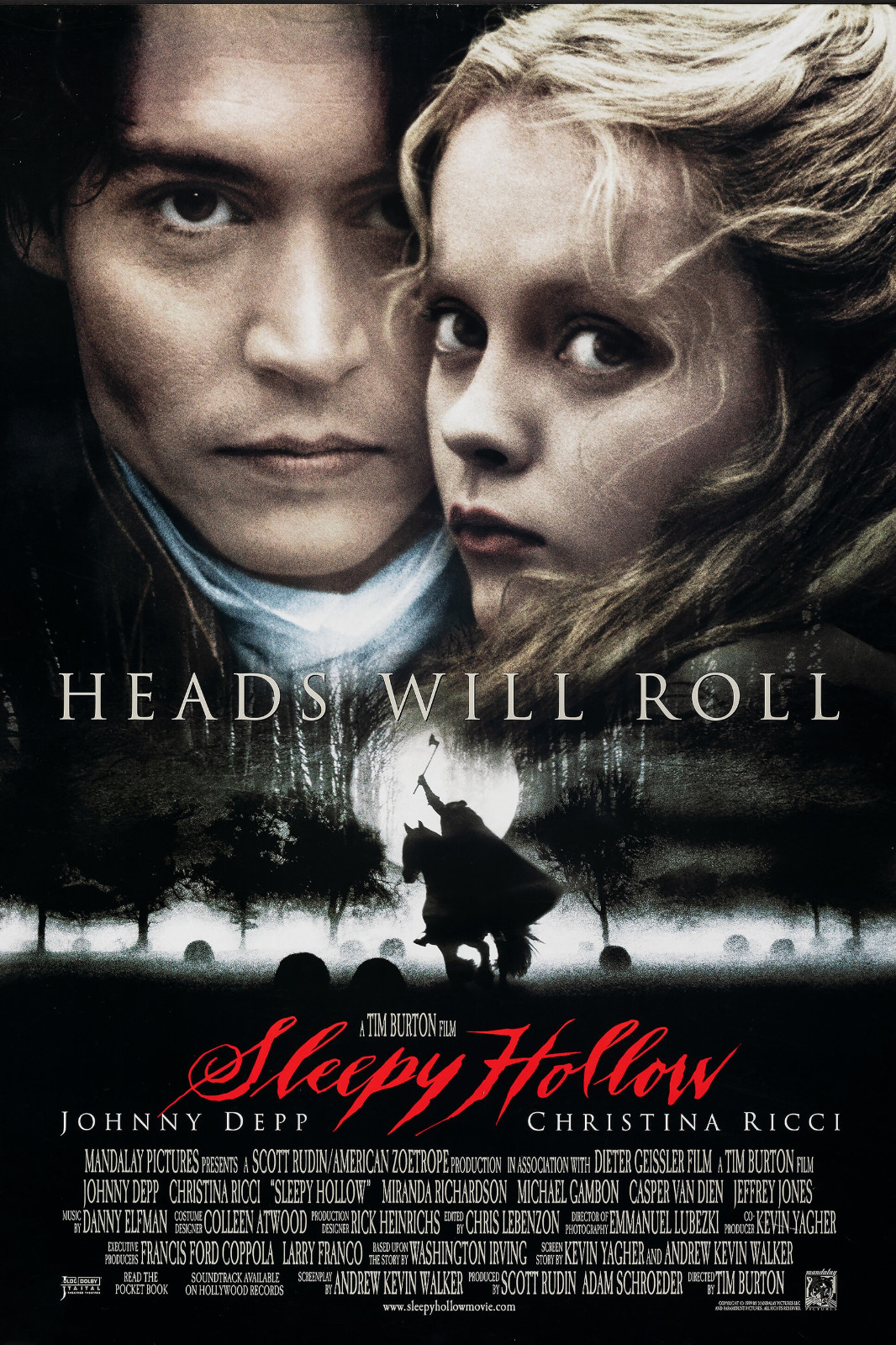 Sleepy Hollow Movie Poster Johnny Depp Christina Ricci Tim Burton