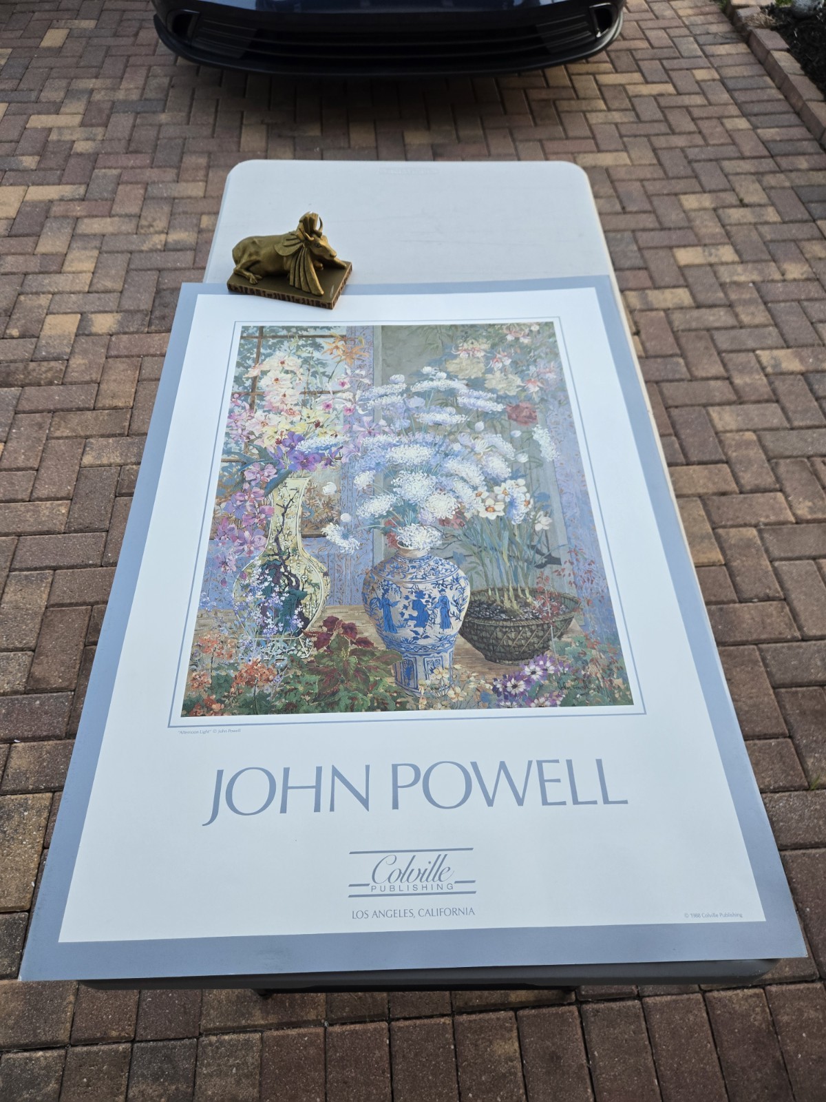 “Afternoon Light” By John Powell, Vintage 1988 Floral Still Life Print 24×34