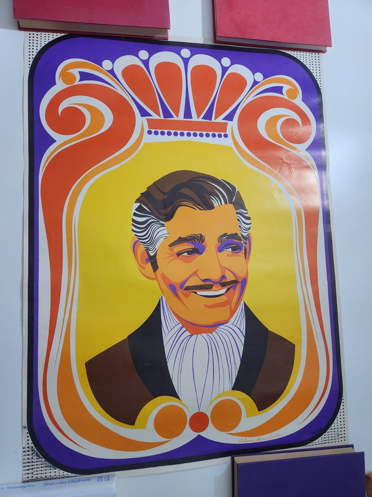 Vtg 60’s 1968 Pop Art ~ CLARKE GABLE ~ Poster Elaine Hanelock Royal Screen 28×22