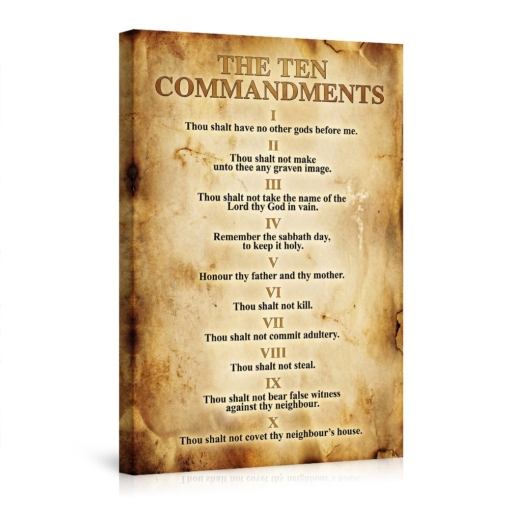 Vintage The Ten Commandments Poster Wall Art Religious Scripture Decor