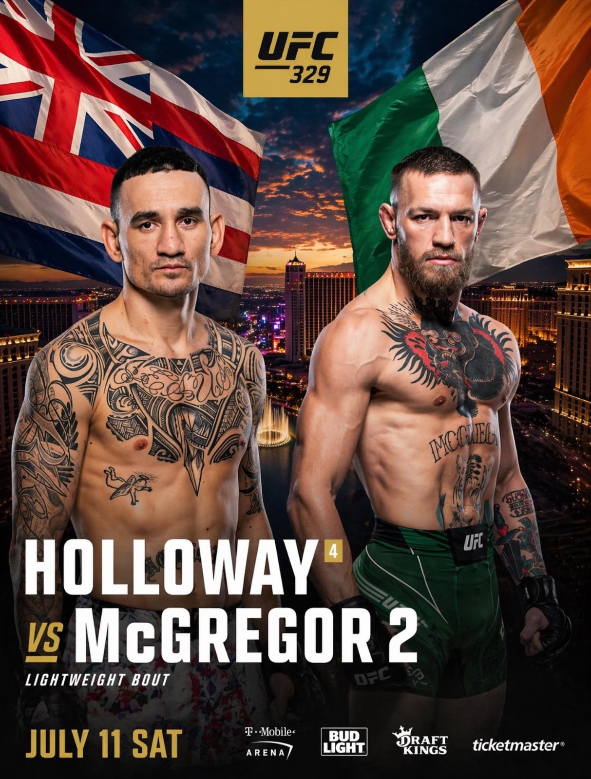 UFC 329 McGregor vs Holloway Fight Night MMA Poster Set