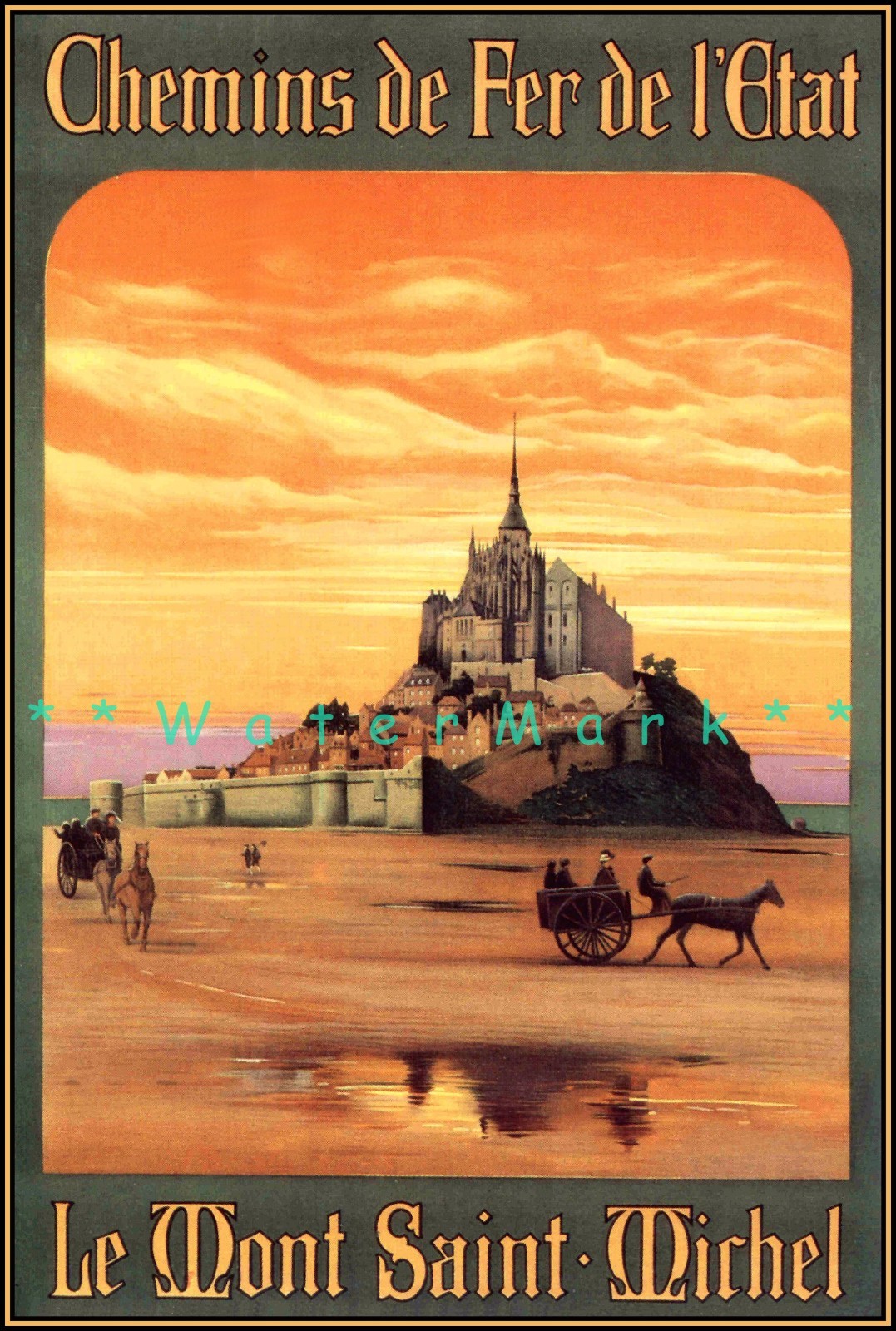 Le Mont Saint Michel 1922 France A Tidal Island Vintage Poster Print Travel Ad