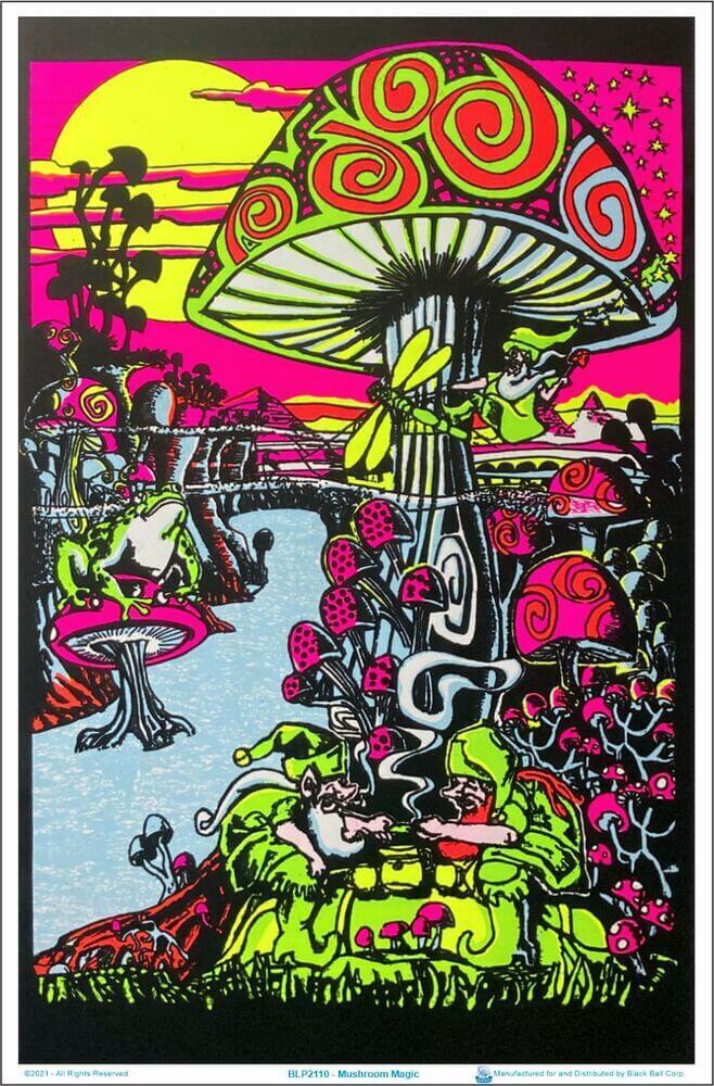 Mushroom Magic Blacklight Poster 23.5″ x 35.5″ – Laminated