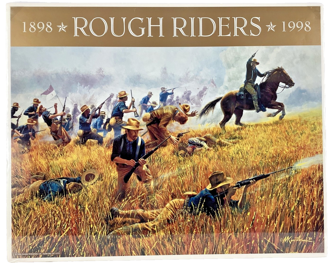 Mort Künstler “Rough Riders” 1998 Centennial Poster – Signed 30×24 – Spanish Ame
