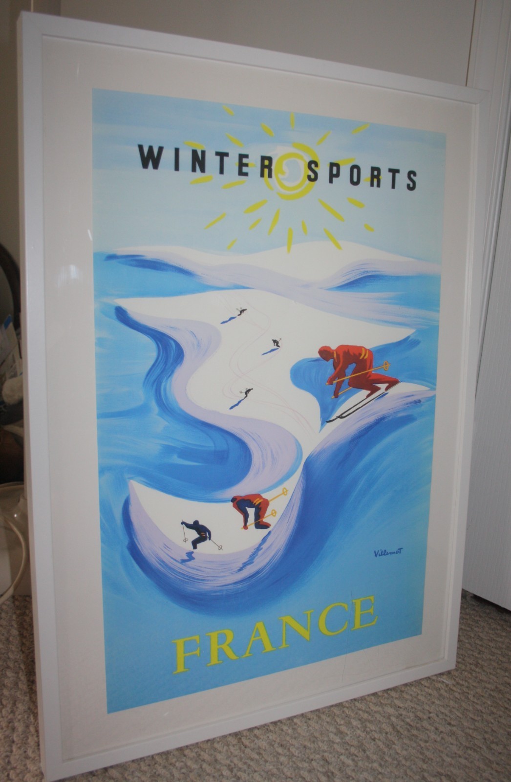 Framed Poster Print Winter Sports France Skiing French Alps Bernard Villemot