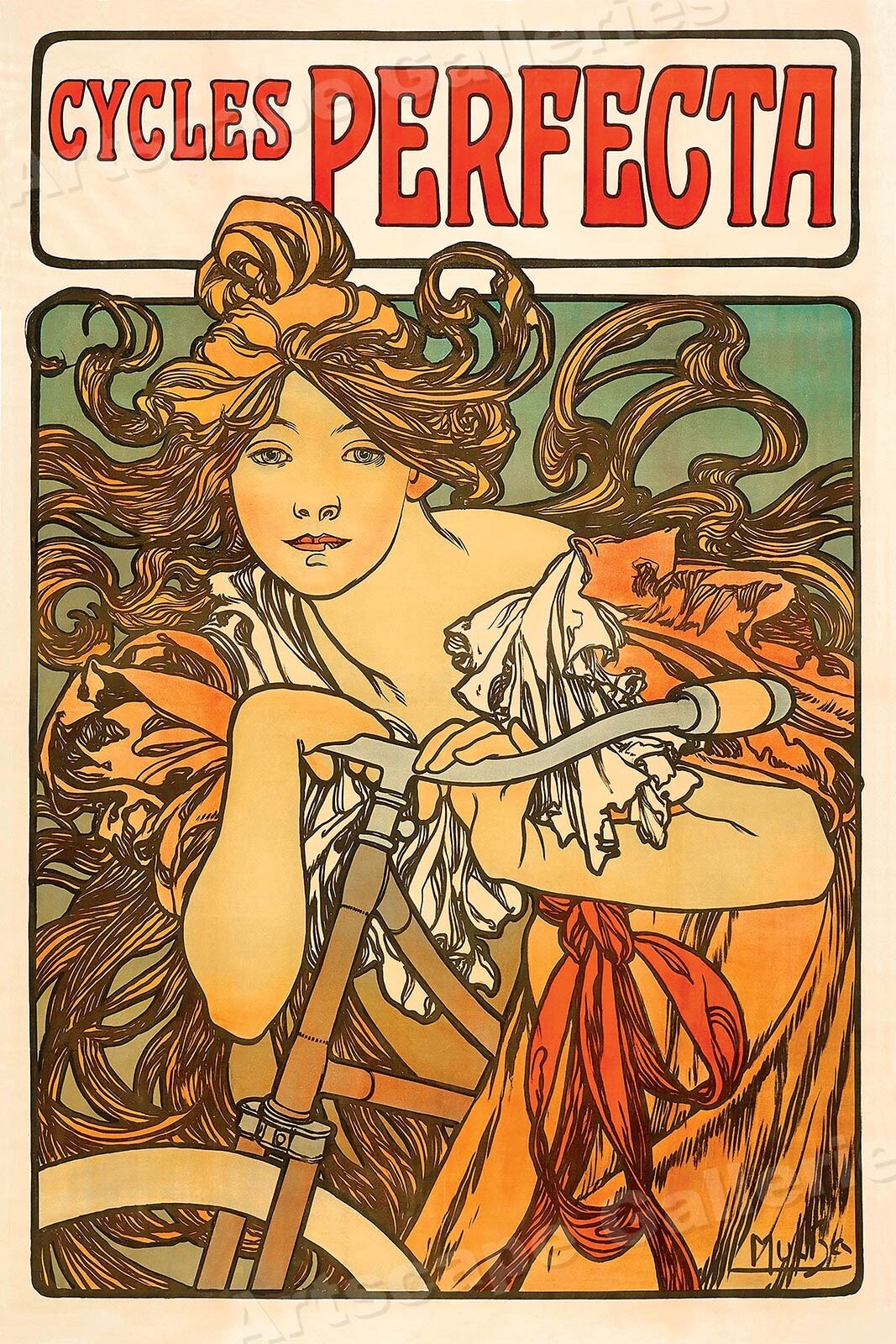 1890’s Classic Cycling Poster – Alphonse Mucha “Cycles Perfecta” – 24×36