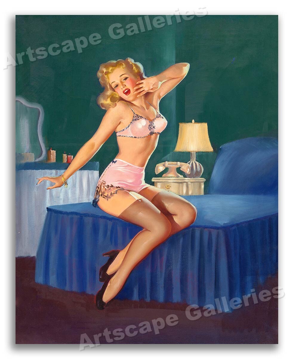 Gil Elvgren Blonde PinUp Girl “Sleepy Time Gal” Bedroom Print – 8.5×11