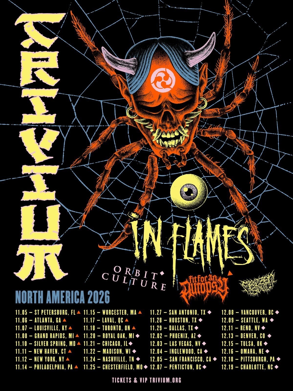 Trivium The Crown In The Grave Tour 2026 North America Cities POSTER