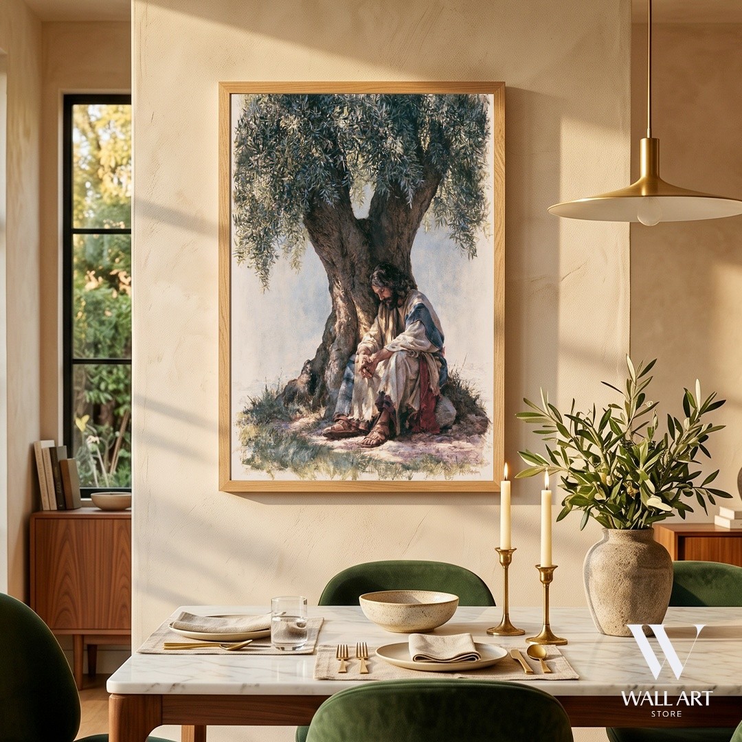 Contemplative Figure Realism Poster | Spiritual Wall Art | Living Room Decor