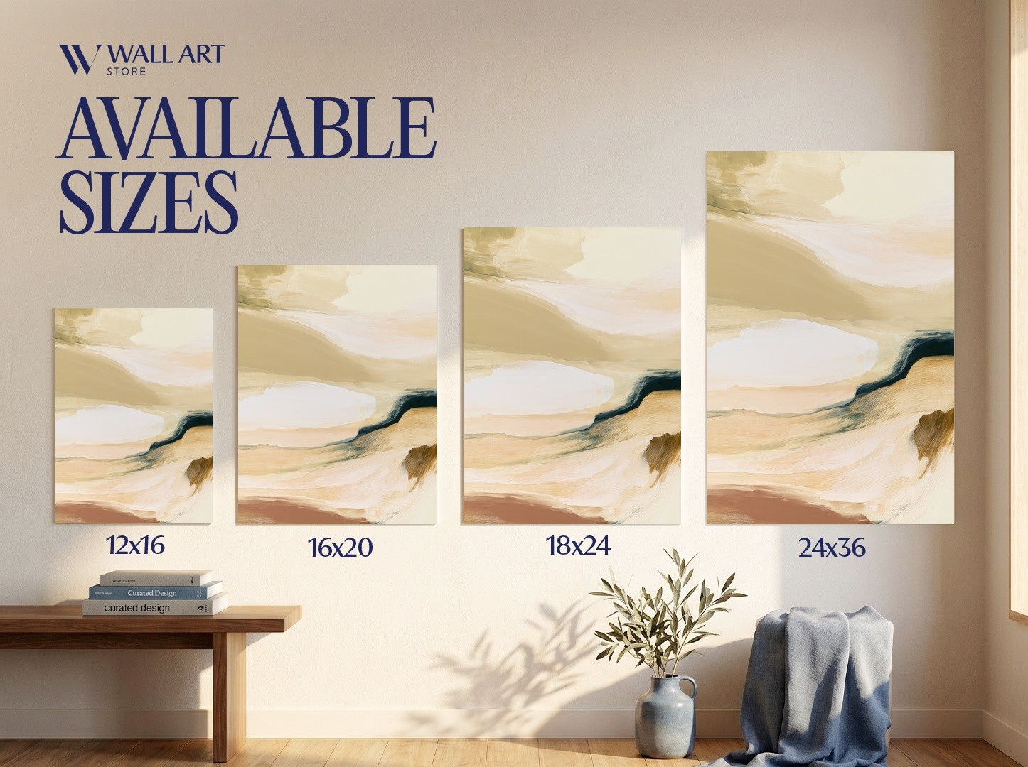 Beige Abstract Poster | Serene Wall Art | Living Room Decor