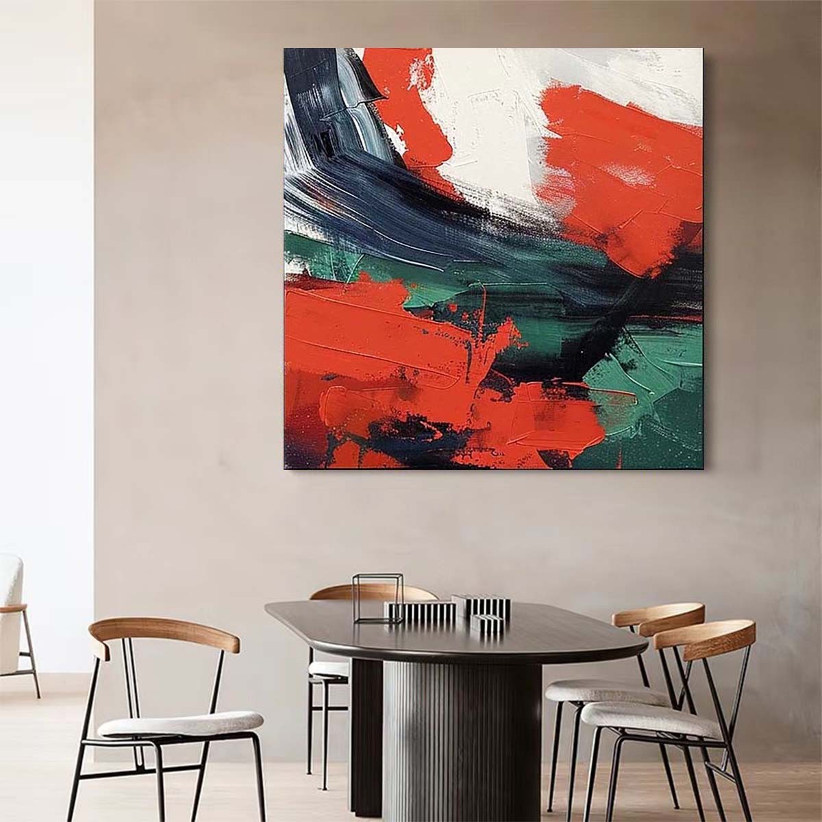 Hand-painted oil Painting on canvas Wall Art Home Decor abstract Green Red