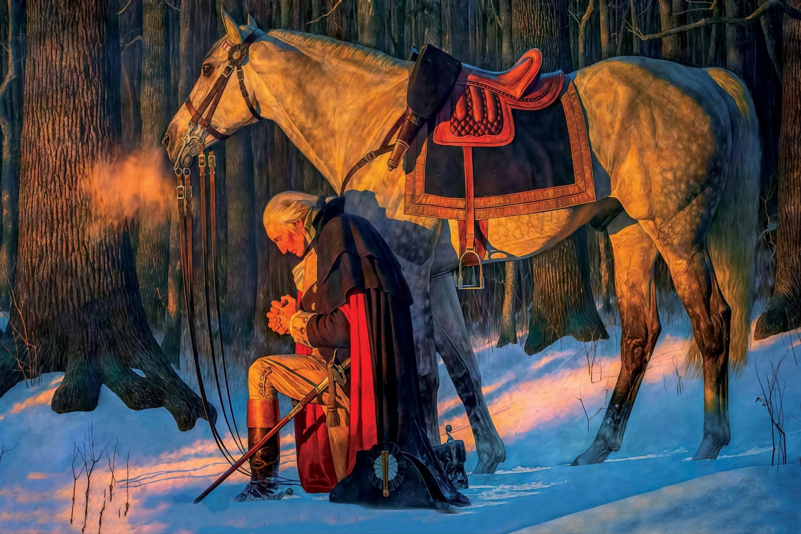 SALE OFF !!! George Washington Praying At Valley Forge Print Poster Picture