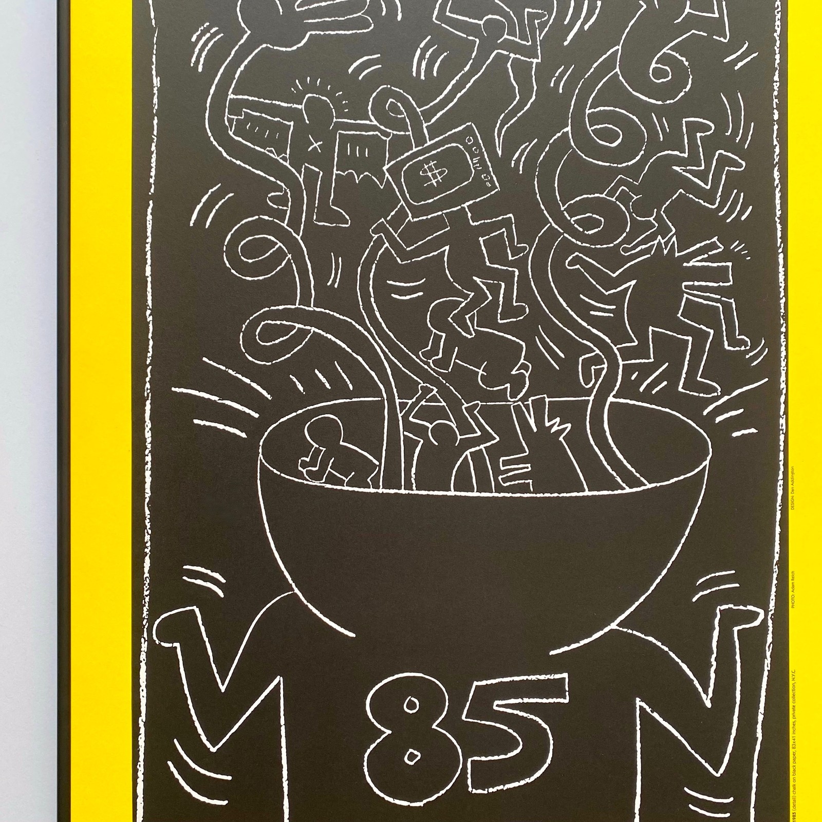 KEITH HARING RARE 1990 LITHO PRINT FRAMED POP ART EXHIBIT POSTER “UNTITLED” 1985