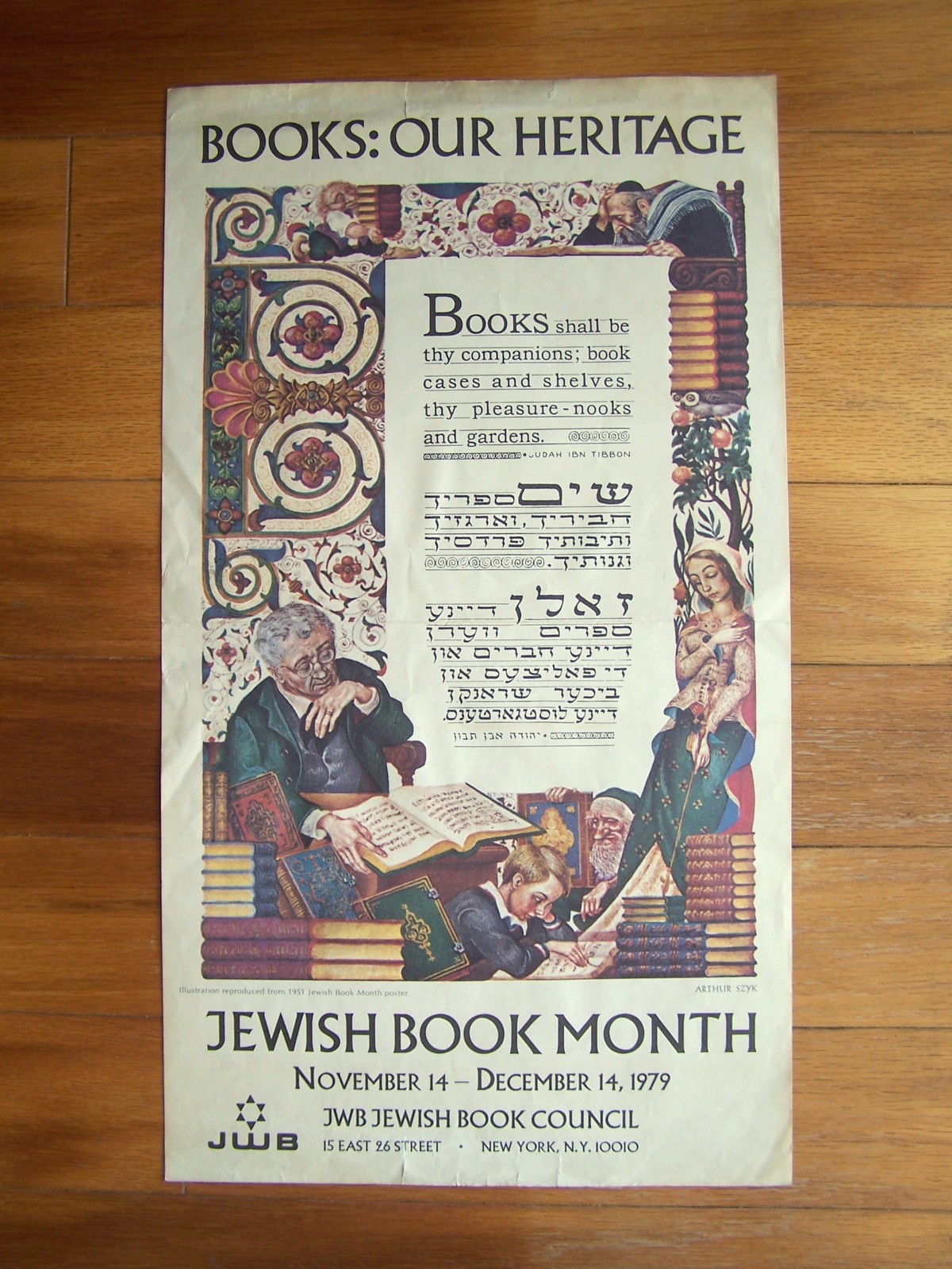 Arthur Szyk – Original Poster – JEWISH BOOK MONTH – 1979 – 10.5″x18.5″ JWB