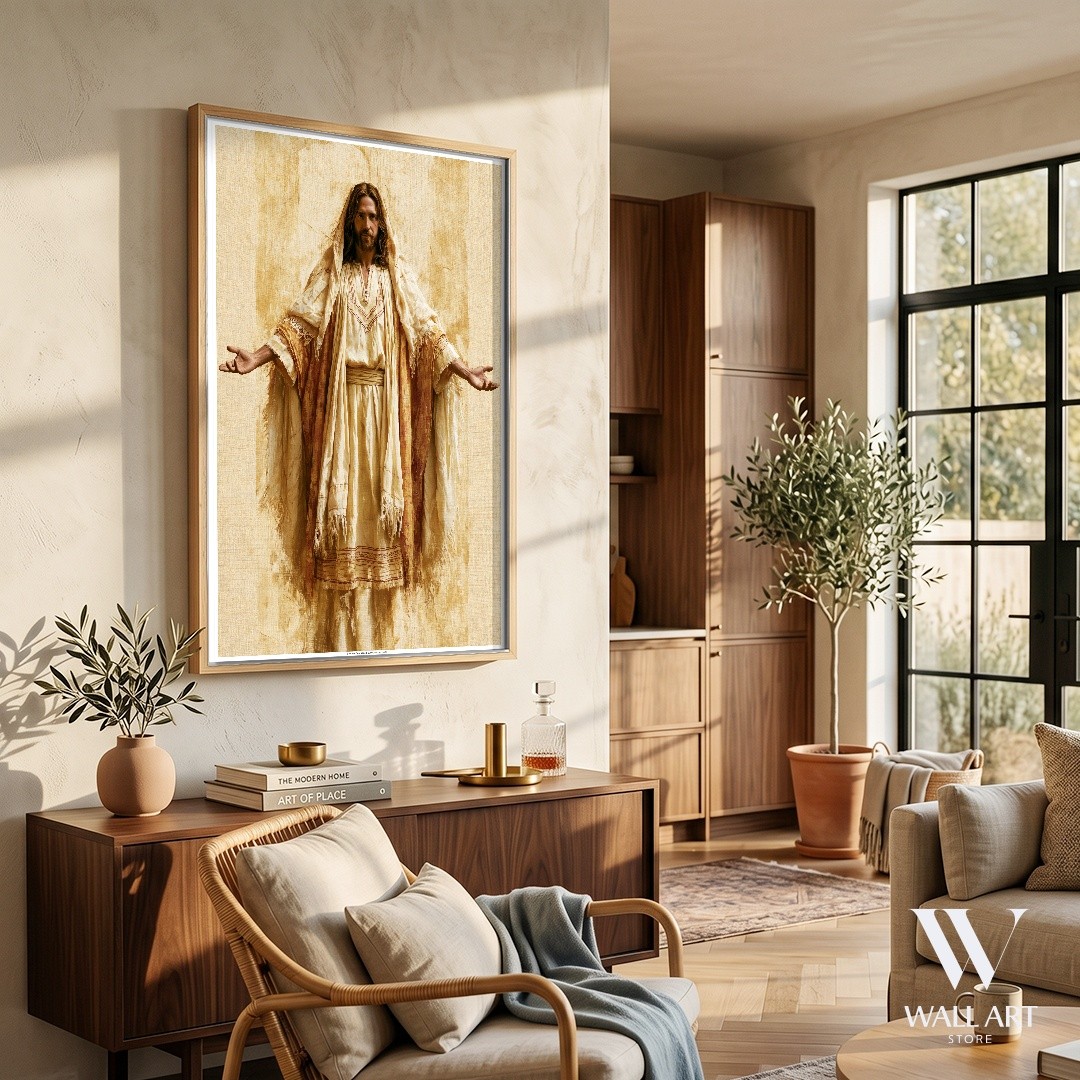 Religious Figure Realistic Poster | Inspirational Wall Art | Living Room Decor