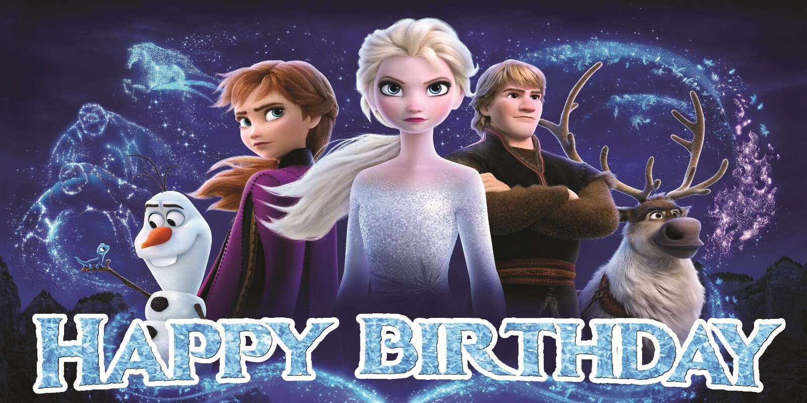 Frozen 2 Happy Birthday Banner Vinyl poster Party 3×6 Ft (36inx72in)