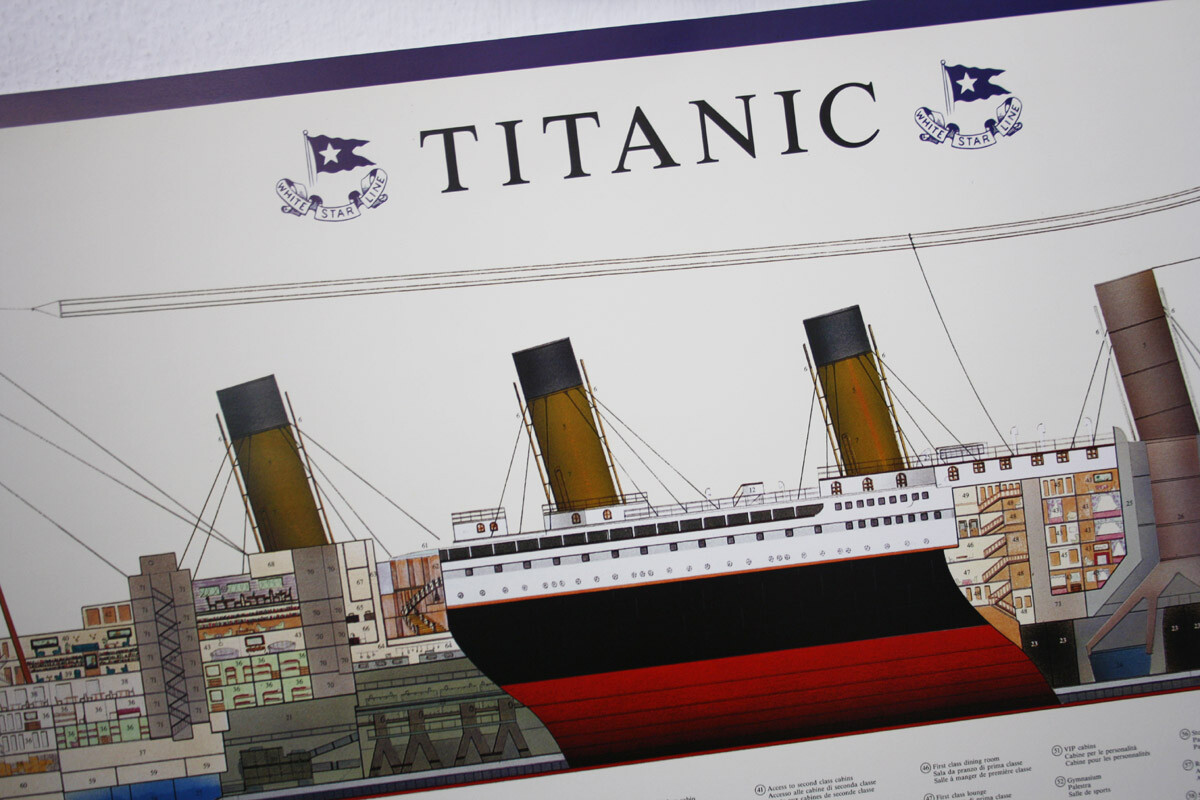 AUTHENTIC VINTAGE 1995 TITANIC SHIP 68X98cm POSTER ITALY NEW NOS !