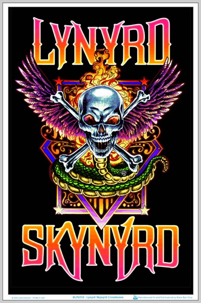 Lynyrd Skynyrd – Crossbones Blacklight Poster – 23.5 x 35.5 in. – Laminated