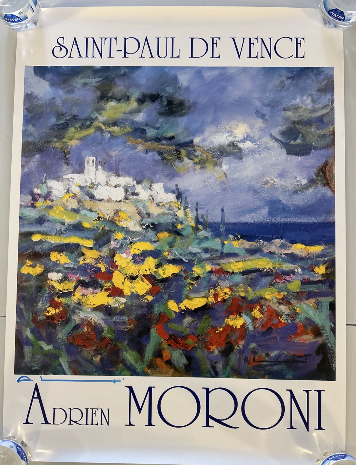 Saint Paul de Vence France Adrien Moroni Signed Poster Print 27.5” x 20” Flowers