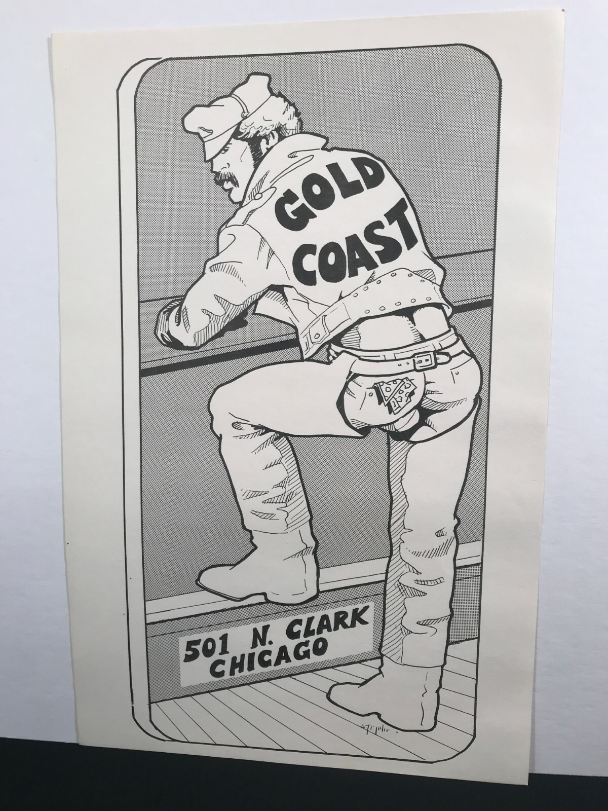 Original GOLD COAST Gay Bar Poster USA’s 1st Leather Bar Chicago Etienne 1970’s