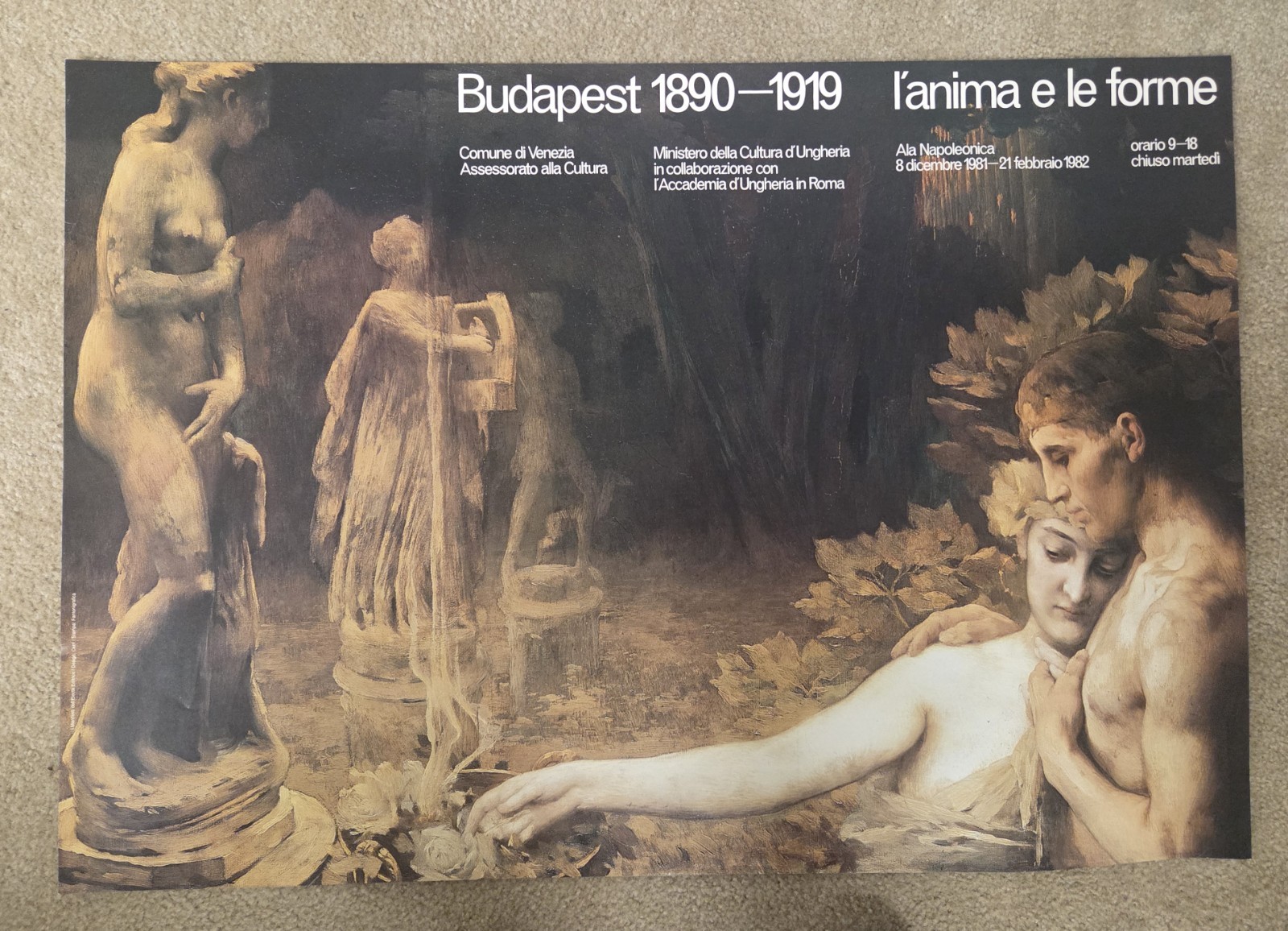 1981 ITALIAN ORIGINAL VINTAGE VENICE ART EXHIBITION POSTER-BUDAPEST 1890-1919