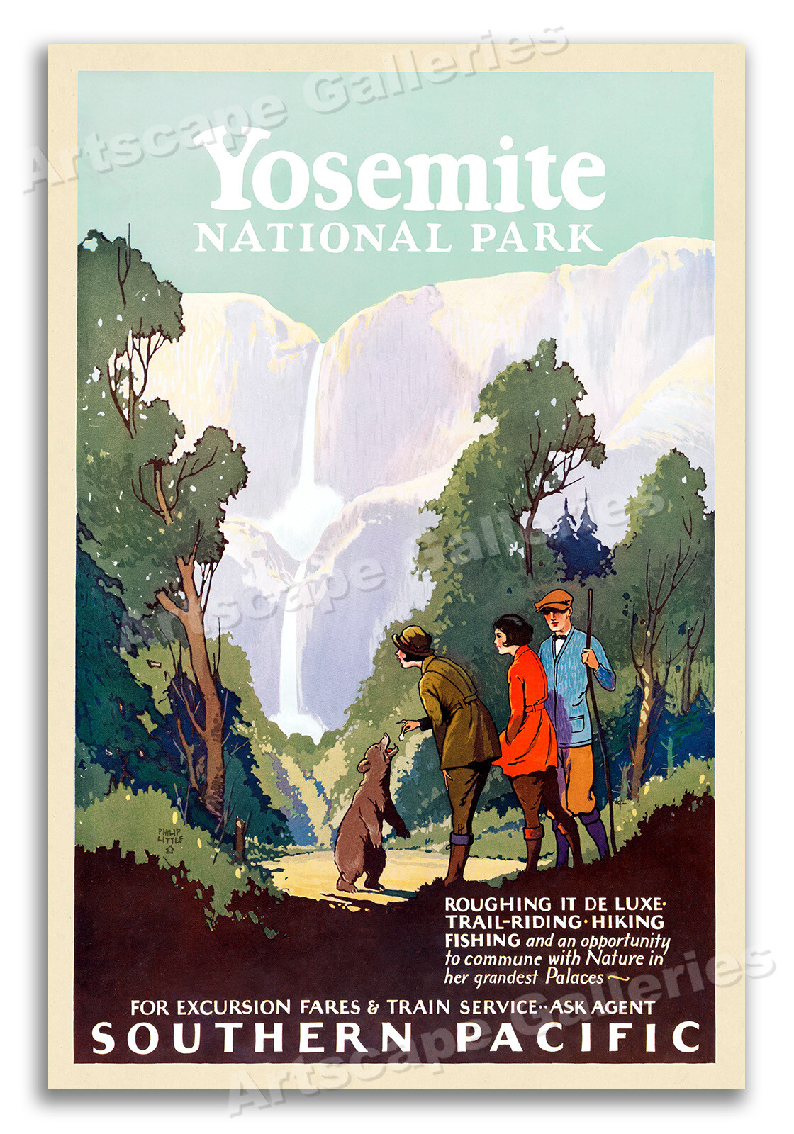 1925 Yosemite National Park – Roughing It! Vintage Style Travel Poster – 20×30