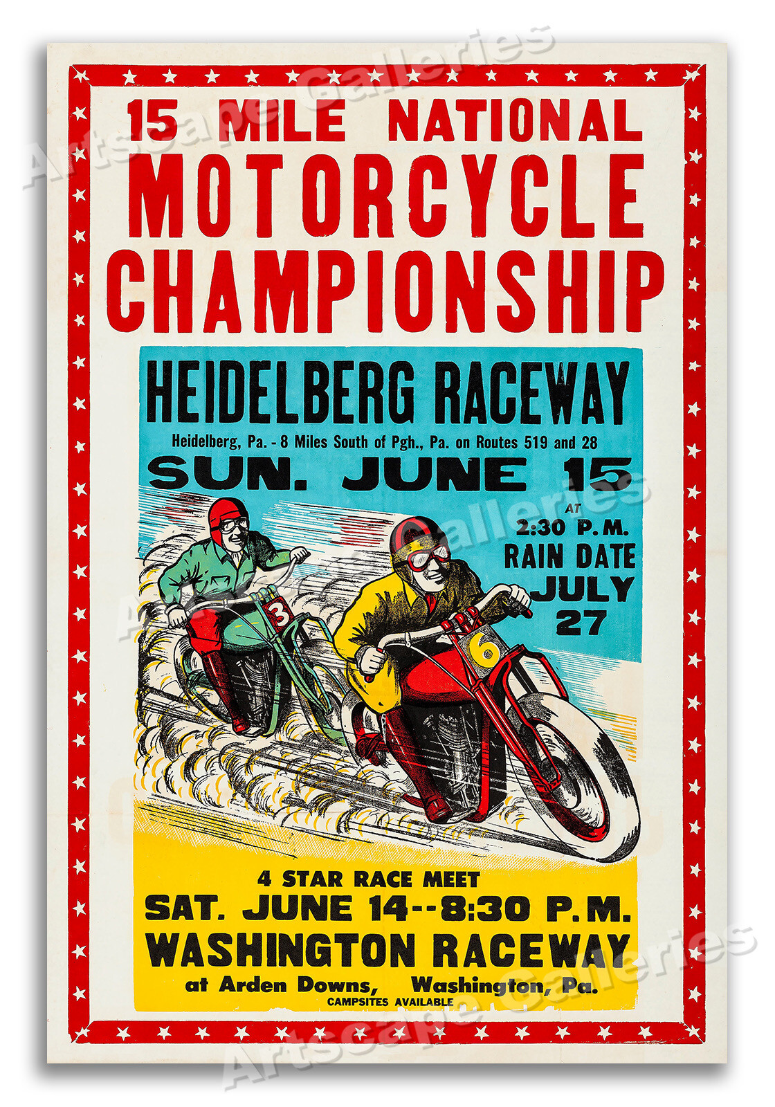 Motorcycle Racing Championship – 1950s Racing Poster – 16×24