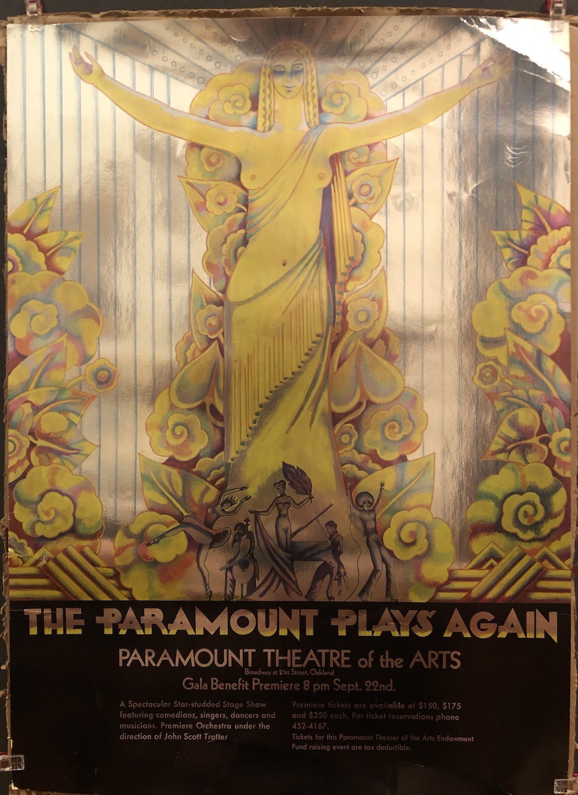 1974 THE PARAMOUNT PLAYS AGAIN Oakland, CA Theatre Art POSTER Reflective 16×22”
