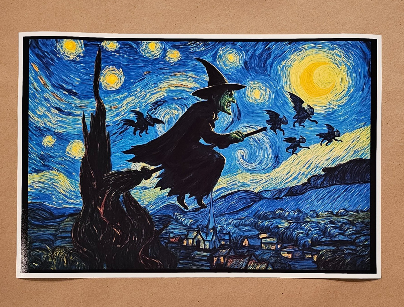 Wicked Witch Wizard Oz Starry Night Van Gogh PRINT Halloween Party Flying Monkey