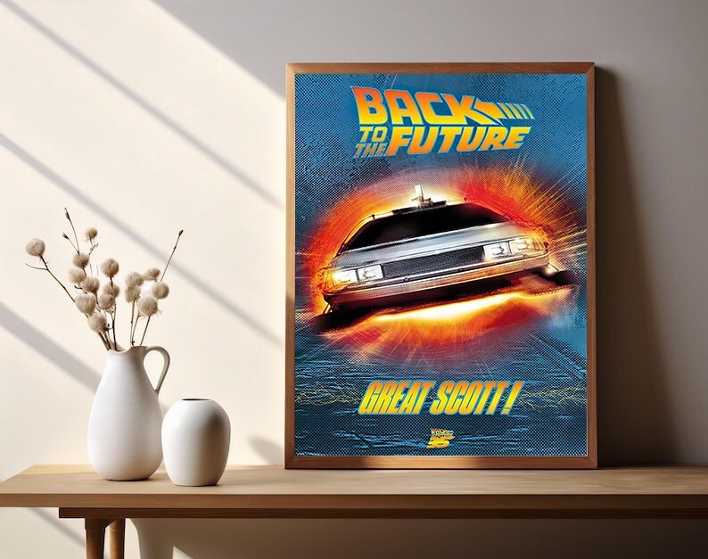 Back To The Future – Movie Poster (Great Scott! – Delorean) print all size