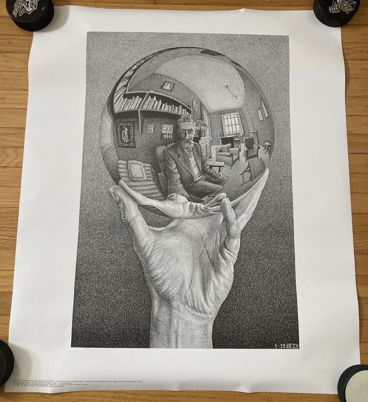 21.75″ X 25.5″ M.C Escher Hand With Reflective Sphere Cordon Rare Holland Poster