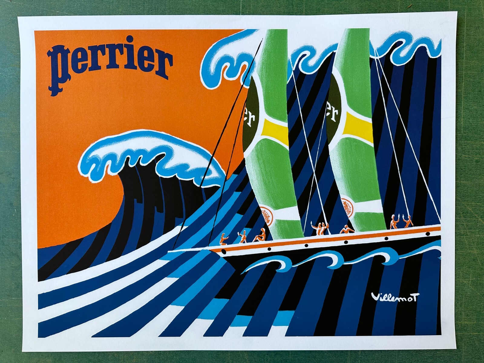 Original Perrier Poster by Bernard Villemot, On Linen