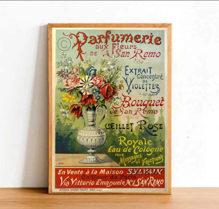 Retro Perfume Advertisement Poster Print, Vintage Woman Fragrance Paris France