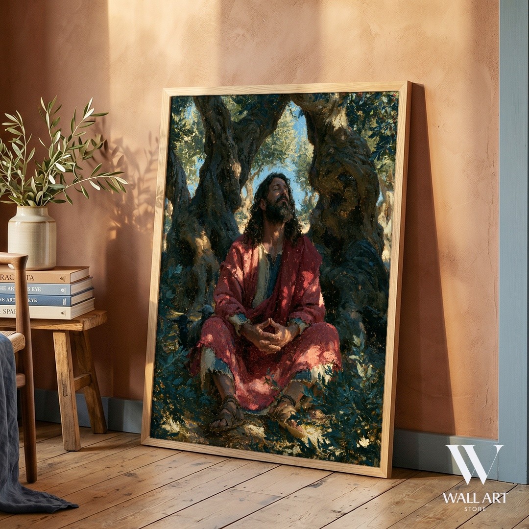 Contemplative Figure Realism Poster | Meditative Wall Art | Living Room Decor