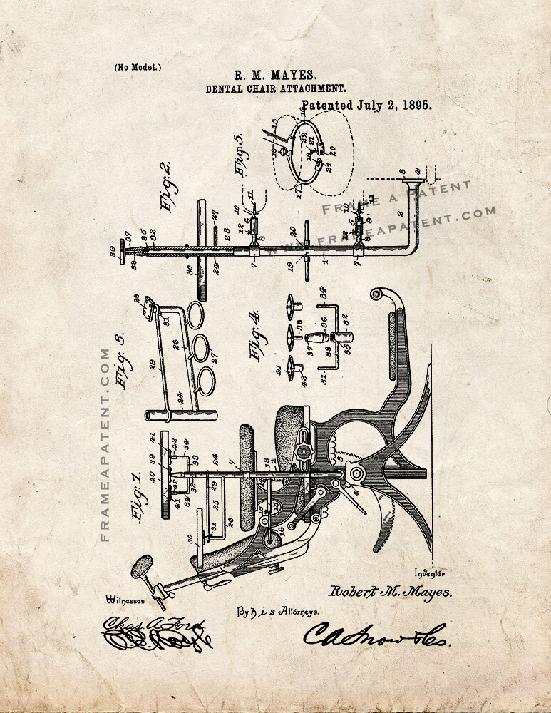 Dental Chair Attachment Patent Print Old Look