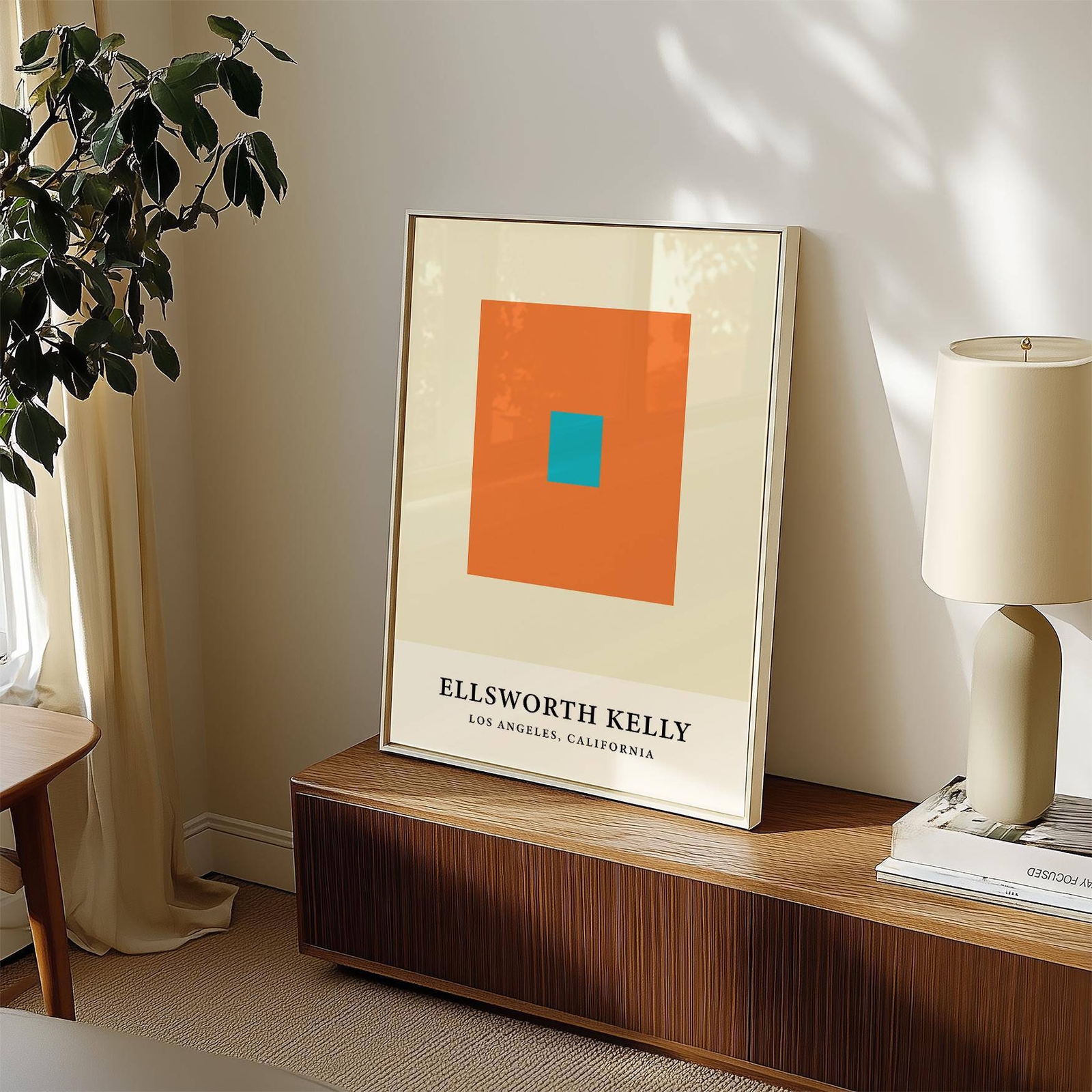 Orange Blue Ellsworth Kelly Print Minimalist Colour Block Art for Modern Decor