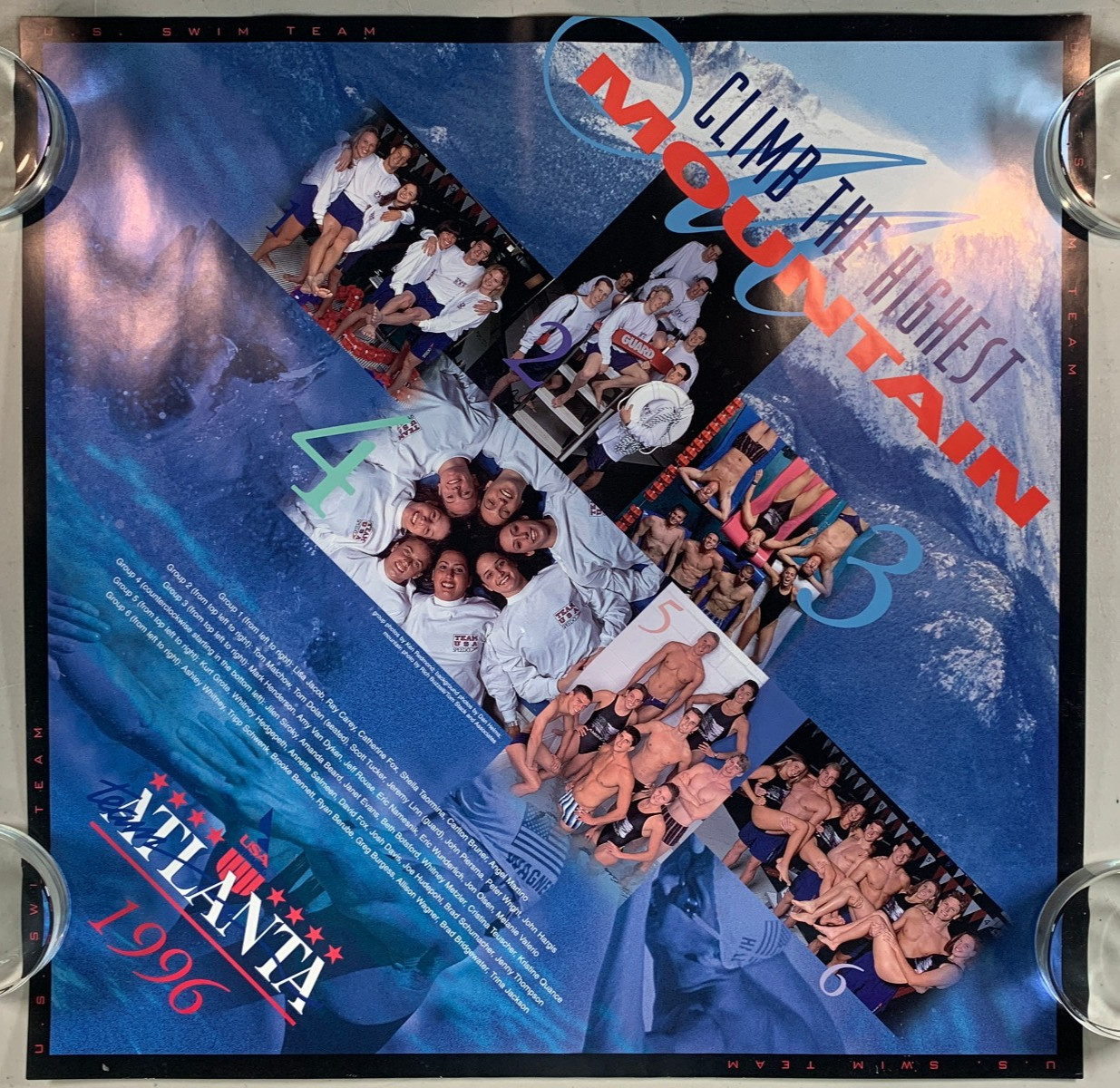 Original 1996 Atlanta US Olympic Swim Team 17×17 Square Poster Amy Van Dyken