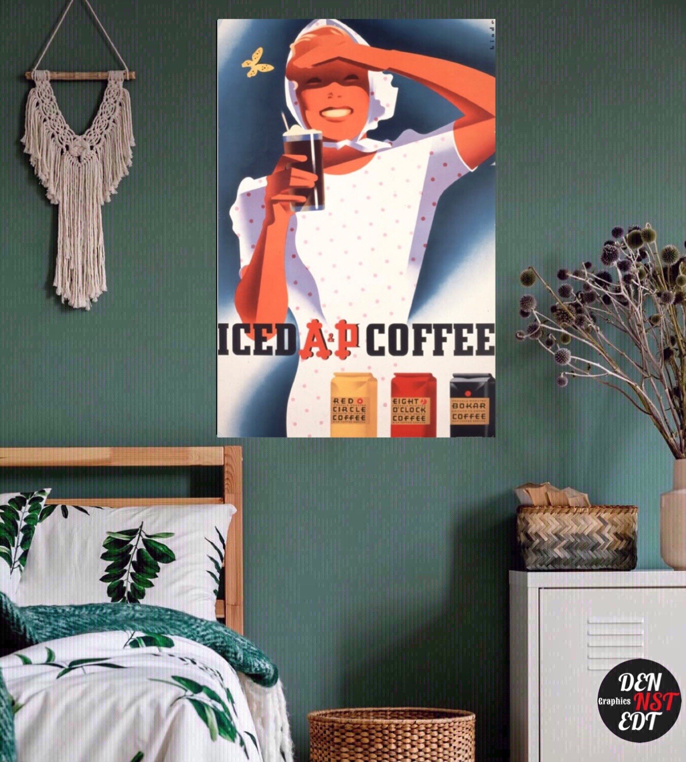 A & P Coffee Creative Ice Coffee Theme Art Deco Poster Giclée New UV Print Rare
